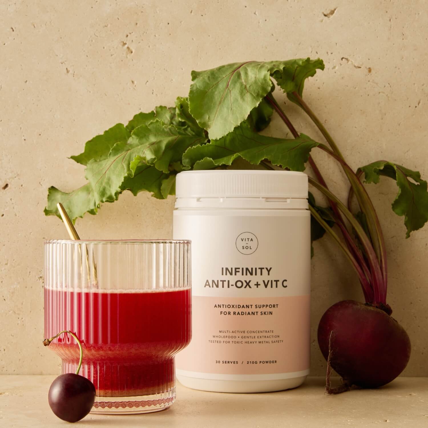Vita Sol Infinity Anti-Ox and Vitamin C berry drink - antioxidant skin radiance supplement UK