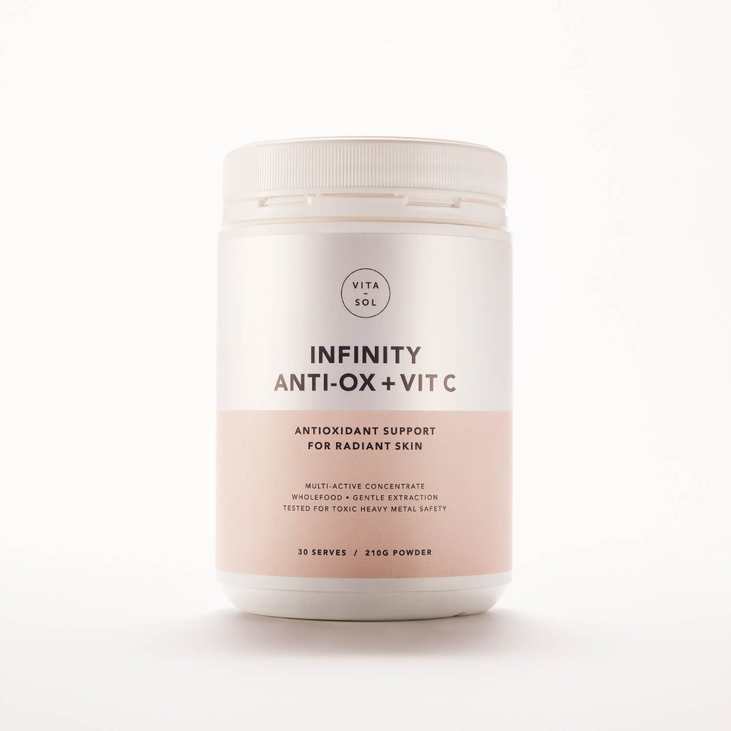 Vita Sol Infinity Anti-Ox and Vitamin C powder packshot - antioxidant skin radiance supplement UK
