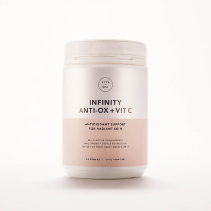 Vita Sol Infinity Anti-Ox and Vitamin C powder packshot - antioxidant skin radiance supplement UK
