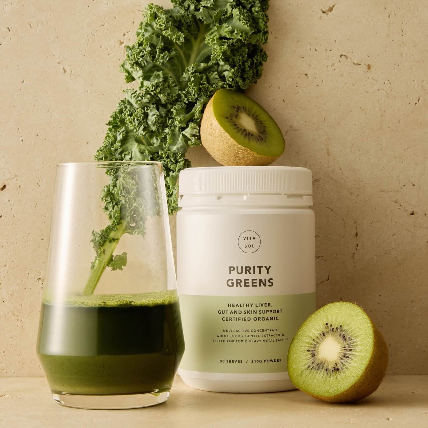 Vita Sol Purity Greens organic greens powder green drink - gut and skin health supplement UK