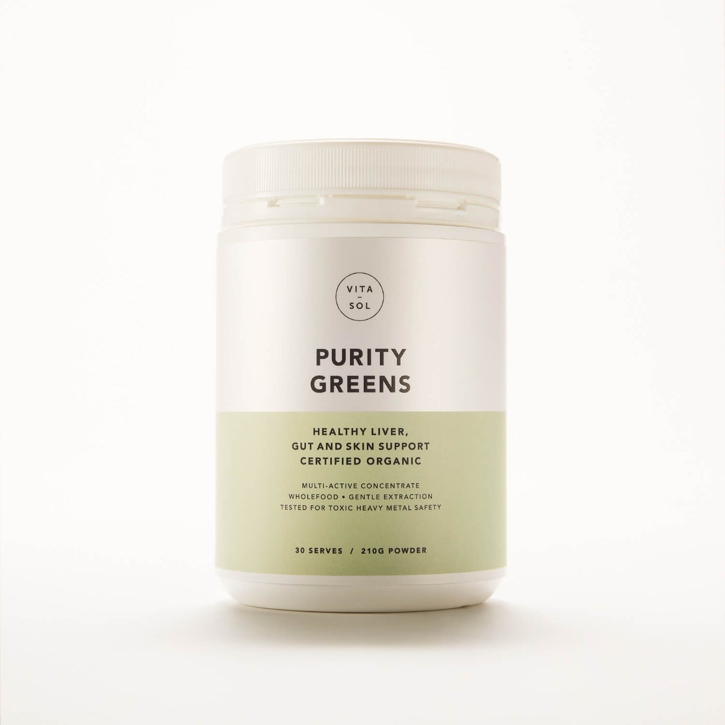 Vita Sol Purity Greens organic greens powder packshot - liver gut and skin support supplement UK