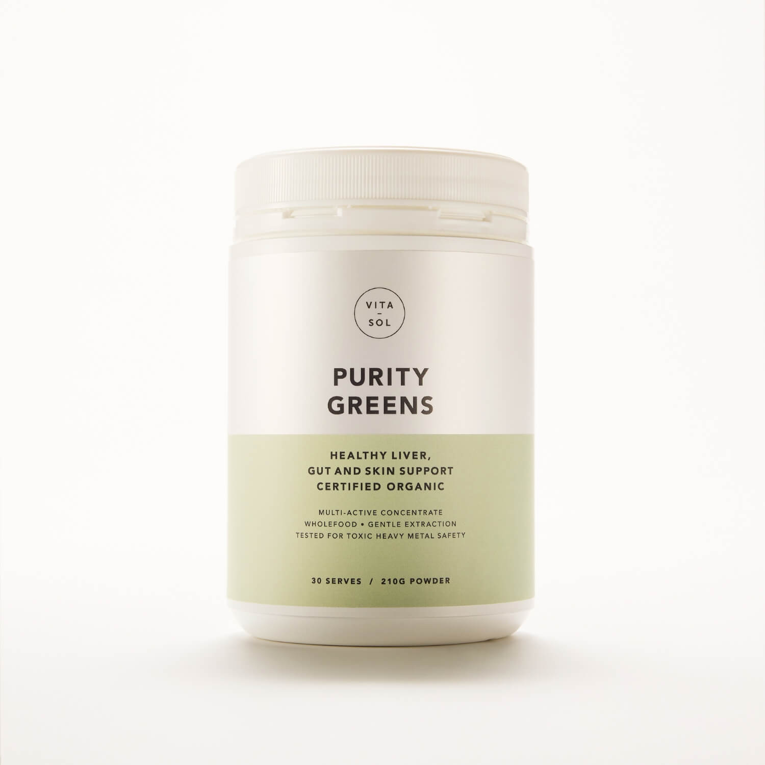 Vita Sol Purity Greens organic greens powder packshot - liver gut and skin support supplement UK