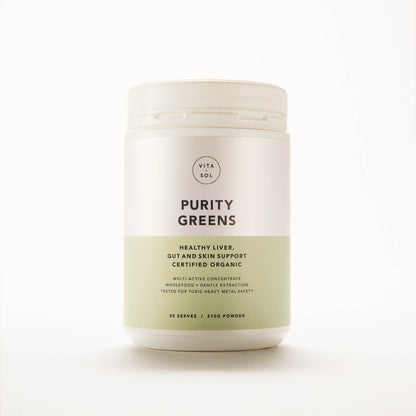 Vita Sol Purity Greens organic greens powder packshot - liver gut and skin support supplement UK