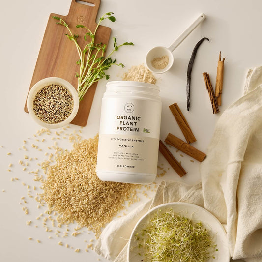 Vita Sol Organic Plant Protein vanilla wholefood ingredients - plant-based protein powder UK
