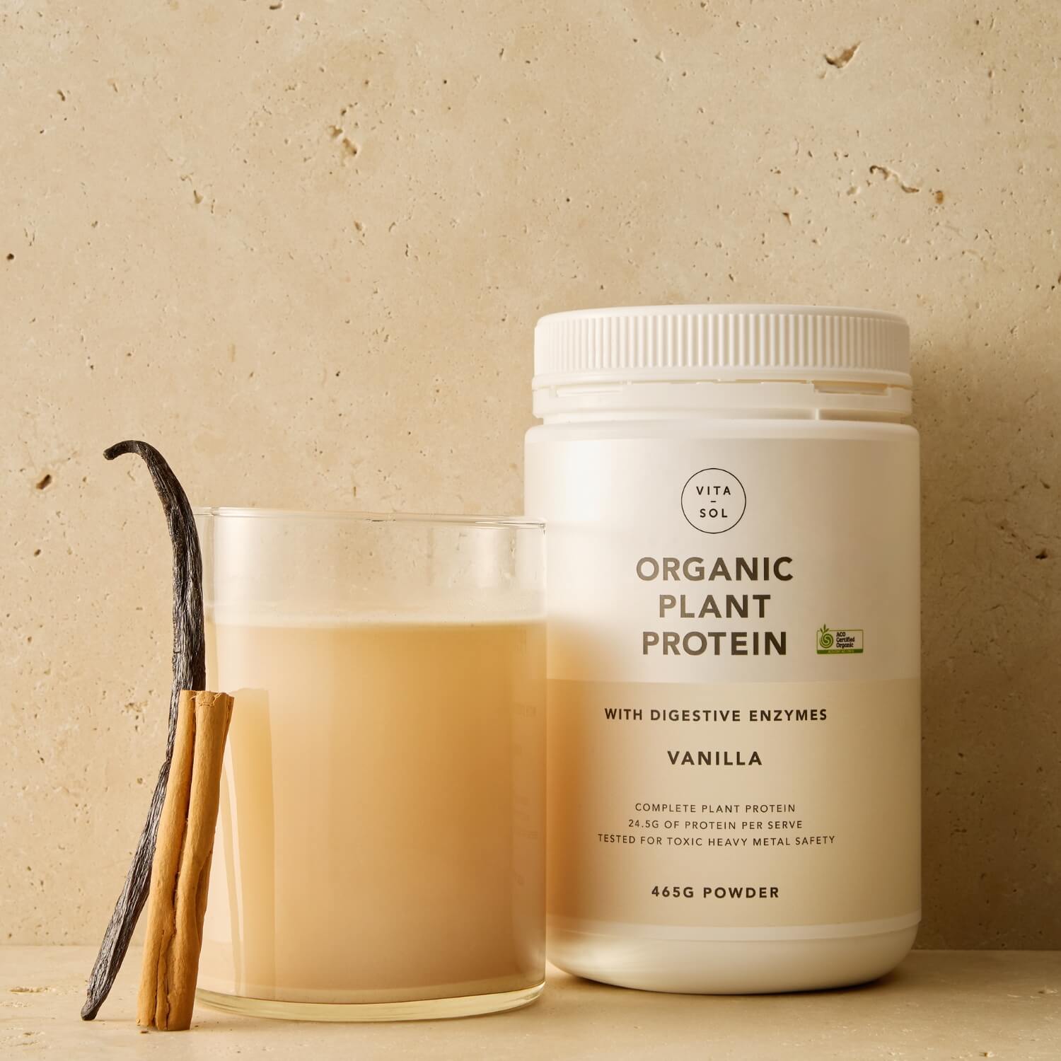 Vita Sol Organic Plant Protein vanilla protein shake - plant-based supplement UK